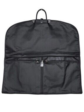 Classic Black Garment Bag With Zipper Front Pocket